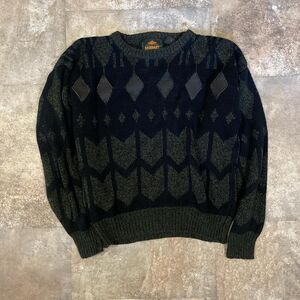 barnaby vintage green and black knit grandma sweater size medium